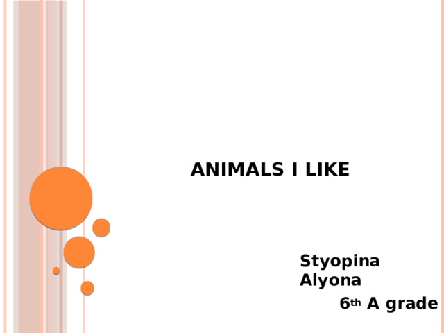 Animals I like Styopina Alyona  6 th A grade  