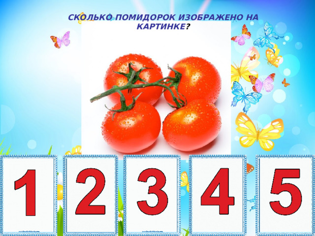 СКОЛЬКО ПОМИДОРОК ИЗОБРАЖЕНО НА КАРТИНКЕ ?  