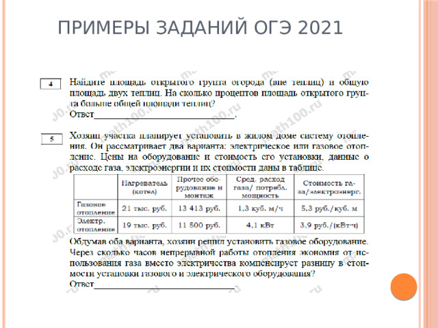 Примеры заданий ОГЭ 2021 