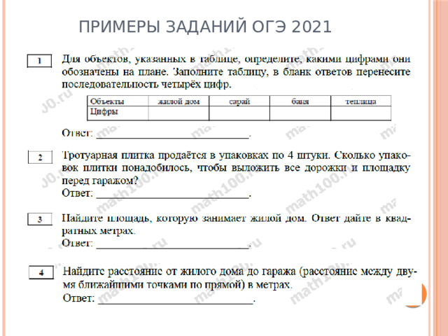 Примеры заданий ОГЭ 2021 