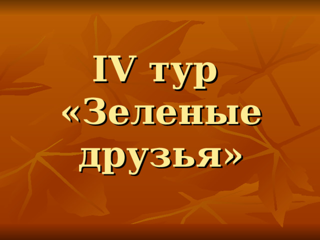 IV тур  «Зеленые друзья» 