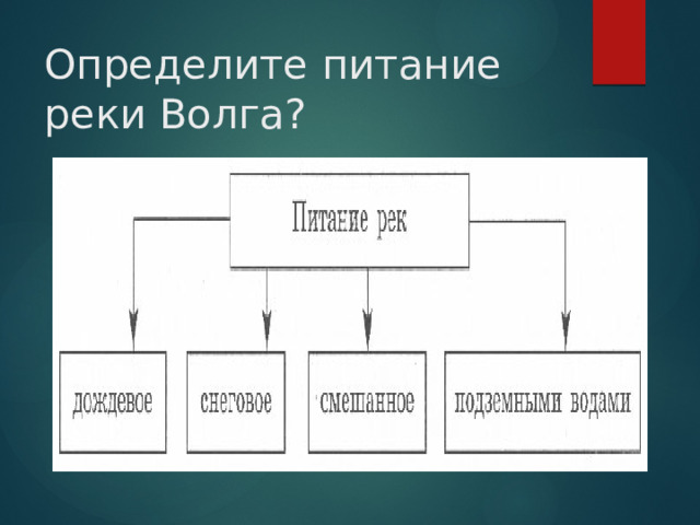 Определите питание реки Волга? 