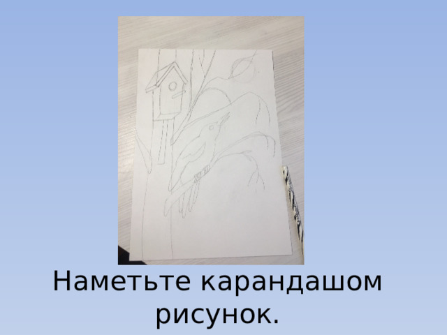 Наметьте карандашом рисунок. 