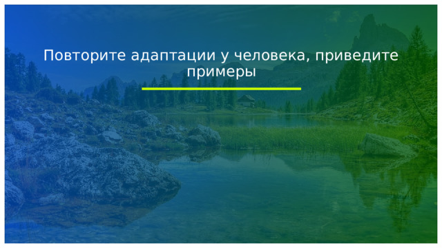 Повторите адаптации у человека, приведите примеры  