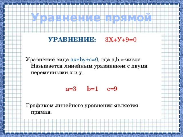 Уравнение прямой 