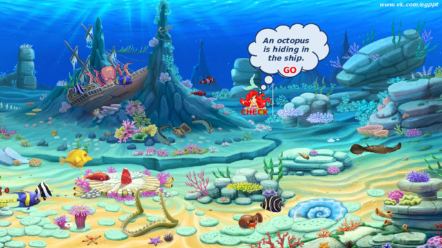 www.vk.com/egppt  An octopus is hiding in the ship. What animal is hiding in the ship? GO CHECK 