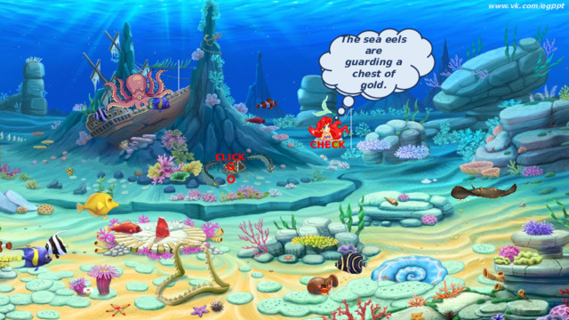 www.vk.com/egppt  The sea eels are guarding a chest of gold. What are the sea eels guarding? CHECK CLICK GO 