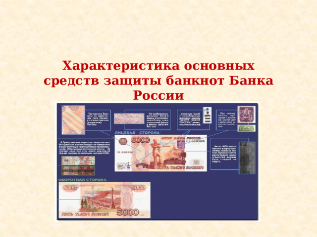        Характеристика основных средств защиты банкнот Банка России   