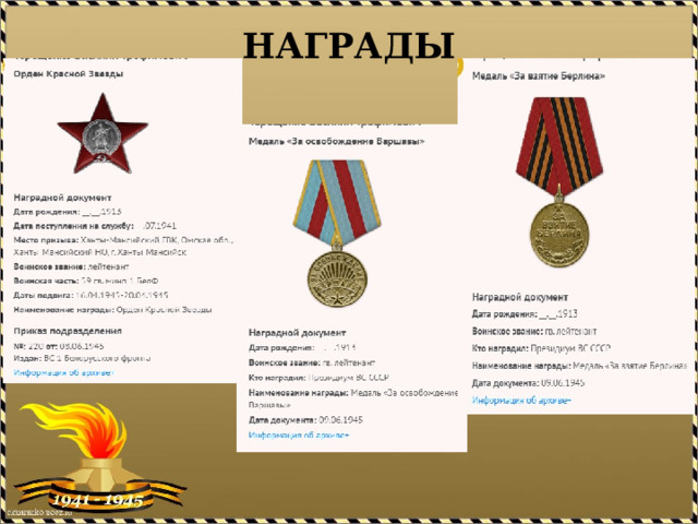 НАГРАДЫ 