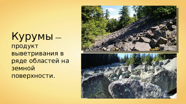 Курумы — продукт выветривания в ряде областей на земной поверхности. Jakub Hałun Nikolay Rainov 