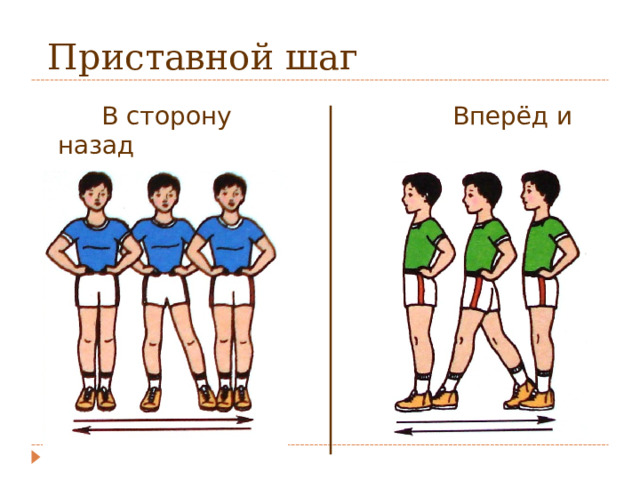  Приставной шаг   В сторону Вперёд и назад  