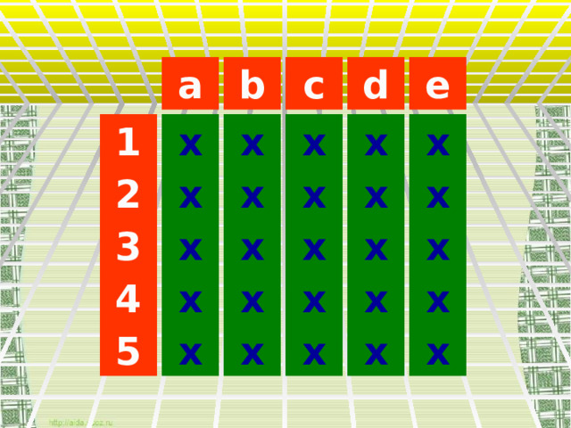 a e b d c 1 х х х х х 2 х х х х х х х х х х 3 4 х х х х х 5 х х х х х  