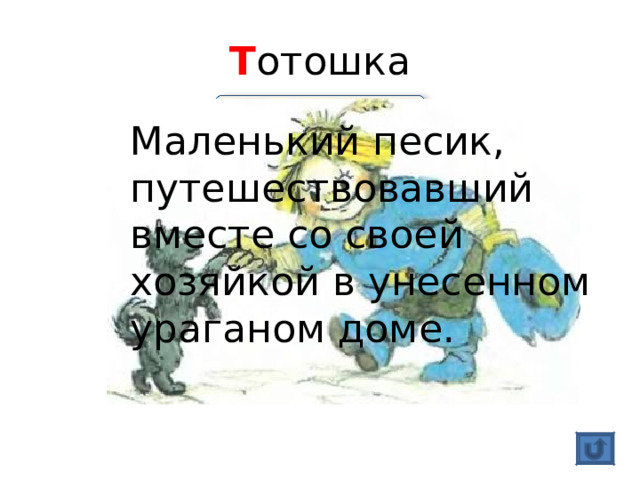 Т отошка Маленький песик, путешествовавший вместе со своей хозяйкой в унесенном ураганом доме. 