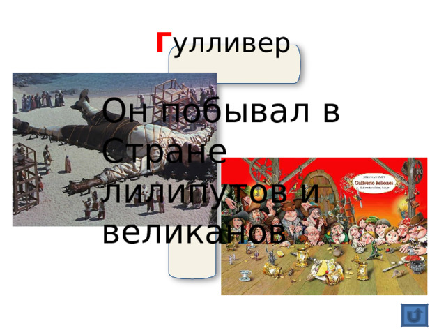 Г улливер Он побывал в Стране лилипутов и великанов 
