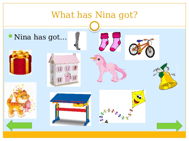 What has Nina got? Nina has got… 