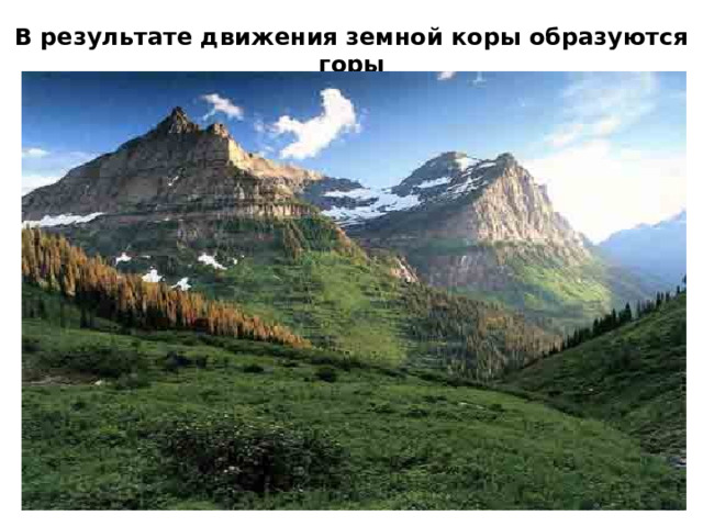 В результате движения земной коры образуются горы 