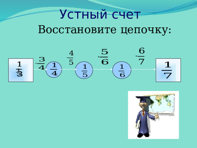 Устный счет Восстановите цепочку: 