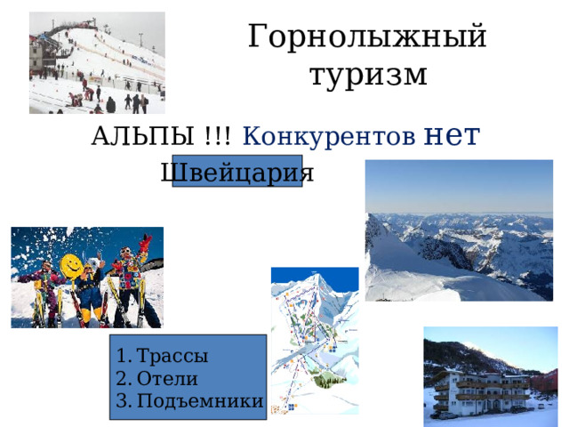 Горнолыжный туризм  АЛЬПЫ !!! Конкурентов нет Швейцария Трассы Отели Подъемники   