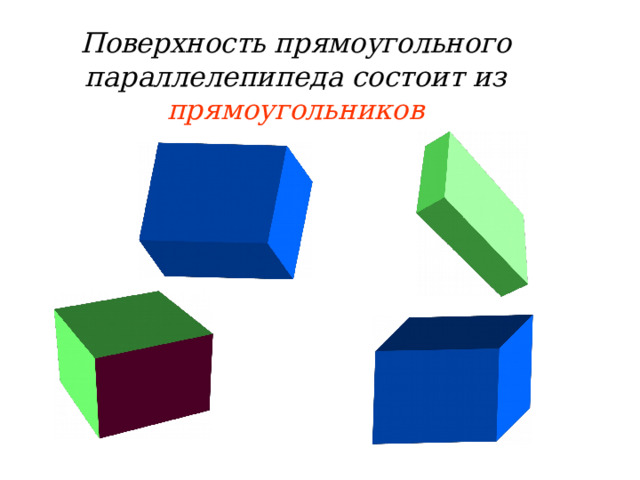 Поверхность прямоугольного параллелепипеда состоит из прямоугольников  