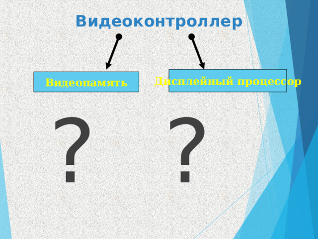 Видеоконтроллер Дисплейный процессор Видеопамять ? ? 