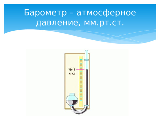 Барометр – атмосферное давление, мм.рт.ст. 