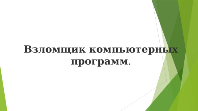 Взломщик компьютерных программ . 