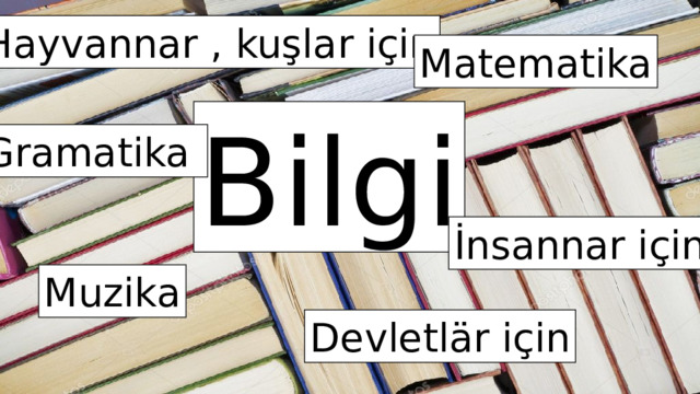 Hayvannar , kuşlar için Matematika Bilgi Gramatika İnsannar için Muzika Devletlär için 