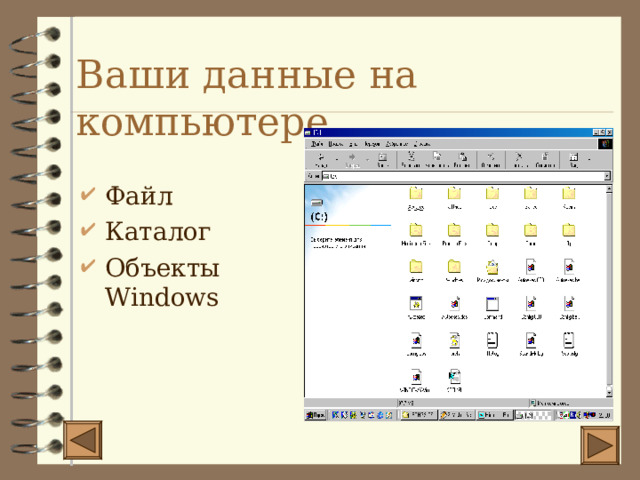  Ваши данные на компьютере   Файл Каталог Объекты Windows 
