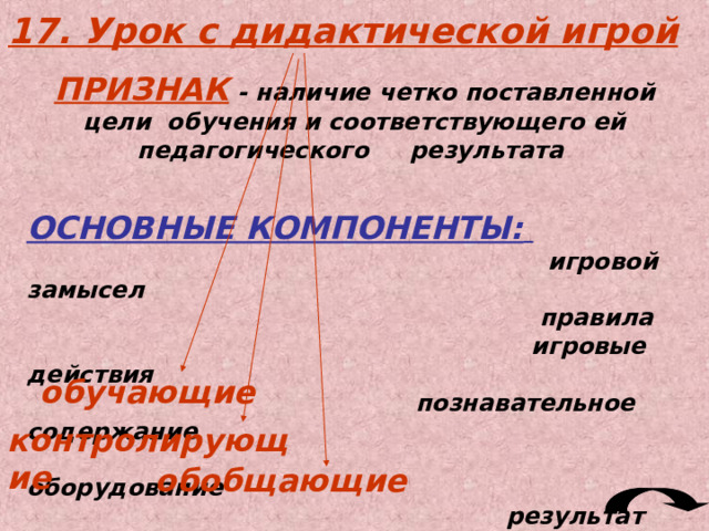 пробное выполнение приемов работы учащимися. Этот элемент включается в структуру практического урока в тех случаях, когда ученики осваивают совершенно новые рабочие приемы, с которыми они не встречались в практической деятельности; самостоятельная практическая работа уч-ся и текущее инструктирование учителя . По времени это самая большая часть урока; итоговая часть урока . Она посвящается приему выполненных ученических работ, их оценке и заключительному инструктажу.  В заключительном инструктировании учитель подводит итоги практической работы уч-ся, анализирует типичные ошибки и т.д.  Завершается урок уборкой рабочих мест уч-ся и всего помещения.  