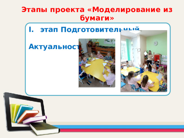 Этапы проекта «Моделирование из бумаги» этап Подготовительный  Актуальность      