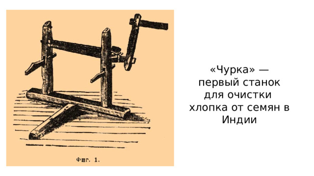 «Чурка» — первый станок для очистки хлопка от семян в Индии 
