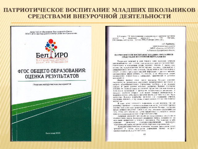 Патриотическое воспитание младших школьников средствами внеурочной деятельности   