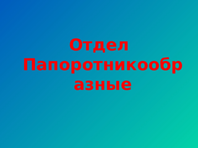  Отдел Папоротникообразные 