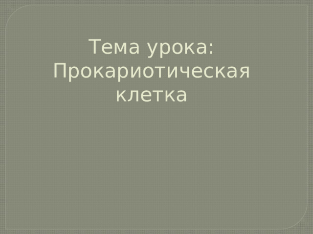 Тема урока: Прокариотическая клетка 