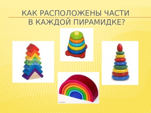 Как расположены части  в каждой пирамидке? 