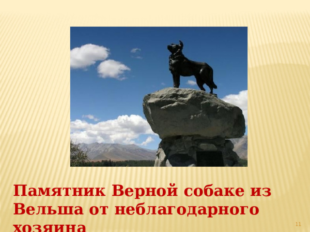 Памятник Верной собаке из Вельша от неблагодарного хозяина  
