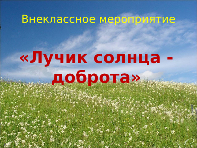 Внеклассное мероприятие  «Лучик солнца - доброта»   
