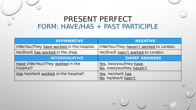 Presentation Present Perfect vs Present Perfect Continuous