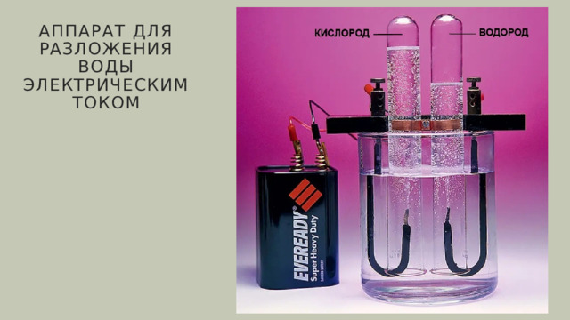 Аппарат для разложения воды электрическим током 