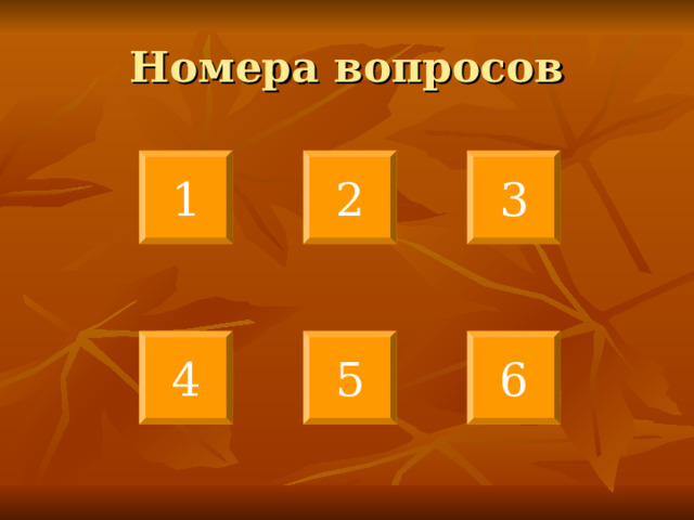 Номера вопросов 1 2 3 4 5 6 