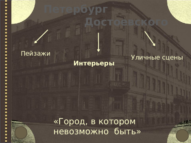 Петербург  Достоевского Пейзажи Уличные сцены Интерьеры «Город, в котором невозможно быть»  