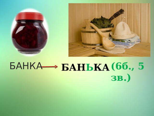(6б., 5 зв.) БАНКА БАН Ь КА 