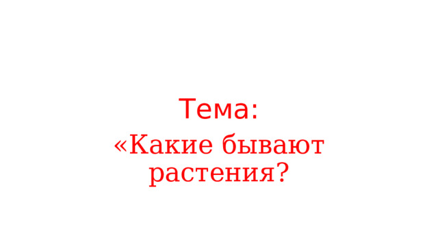 Тема: «Какие бывают растения? 