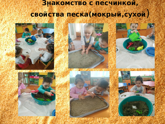 Знакомство с песчинкой, свойства песка(мокрый,сухой ) . 