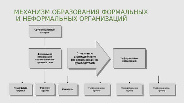 МЕХАНИЗМ ОБРАЗОВАНИЯ ФОРМАЛЬНЫХ  И НЕФОРМАЛЬНЫХ ОРГАНИЗАЦИЙ 