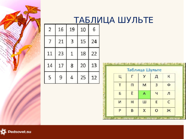 ТАБЛИЦА ШУЛЬТЕ 