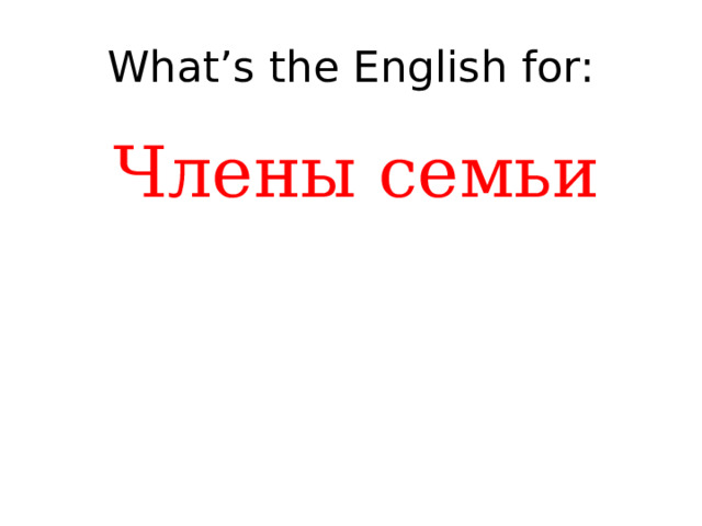 What’s the English for: Члены семьи 