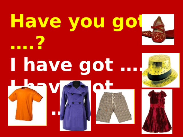 Have you got ….? I have got …. I have not got …  