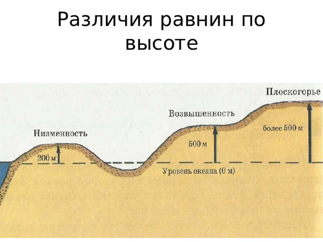 Различия равнин по высоте 