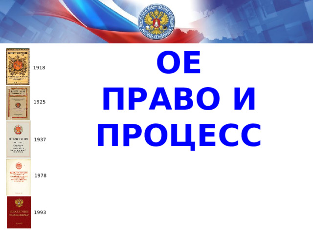 1918 ИЗБИРАТЕЛЬНОЕ ПРАВО И ПРОЦЕСС 1925 1937 1978 1993 